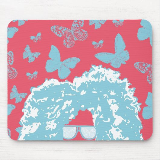 Afro, Schmetterlinge und Sonnenbrillen Mousepad (Vorne)