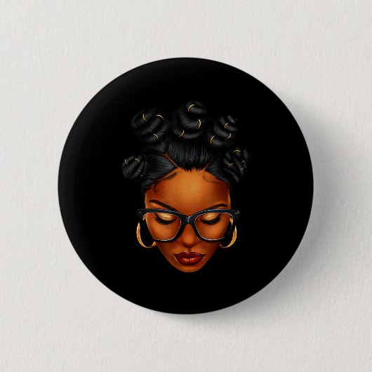 Afro Schwarze Frau Afrikanischer Schwarzer Geschic Button (Vorderseite)