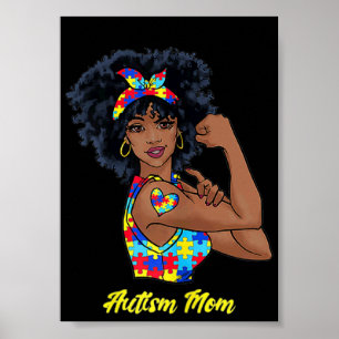 Afro Schwarze Frau Autismus Mutter Bewusstsein Tat Poster