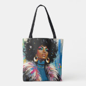Afro Schwarze Frau Farbige Malerei Tasche (Rückseite)