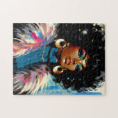 Afro Schwarze Frau Farbige Retro-Kunst Puzzle (Horizontal)