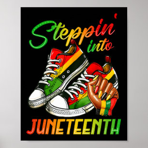 Afro Schwarze Girls Sneakers Treten ins Juni Poster