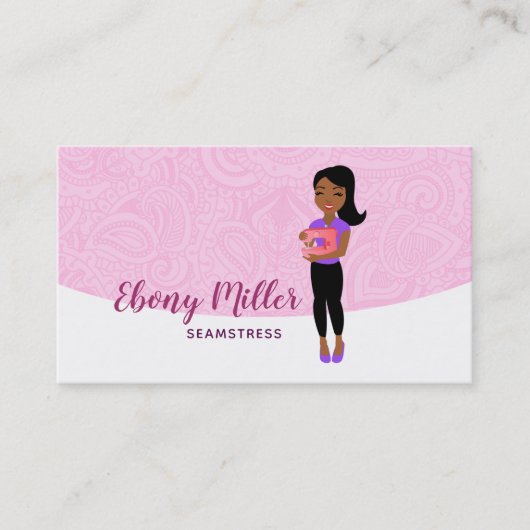 Afro Seamstress Logo Business Cards Visitenkarte (Vorderseite)