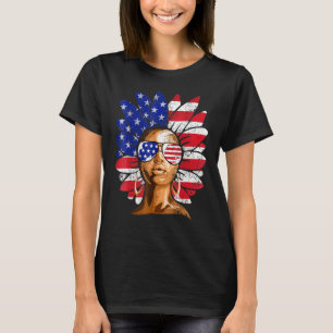 Afro-Sonnenblume Afroamerikaner 4. Juli Melani T-Shirt