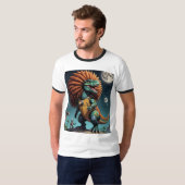 Afro Space Dino Kosmischer Roboter Jungle Tshirt (Vorne ganz)