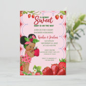 Afro Strawberry Baby Shower Einladung African Ame (Stehend Vorderseite)