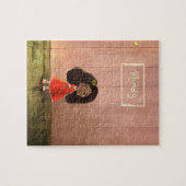 Afro-strukturiertes Haar des Cartoonmädchens Puzzle (Horizontal)