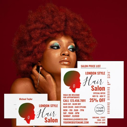 Afro Style, Haar Stylist, Haarsalon Werbung Flyer