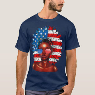 Afro Sunflower African American 4. Juli Melani T-Shirt