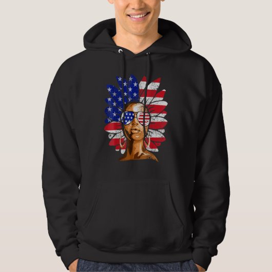 Afro Sunflower African American 4th Of July Melani Hoodie (Vorderseite)