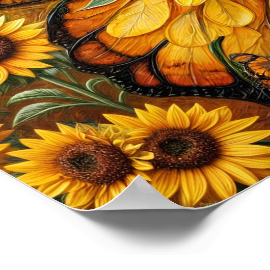 Afro und Sonnenblumen Kunst in Afrika Poster (Ecke)