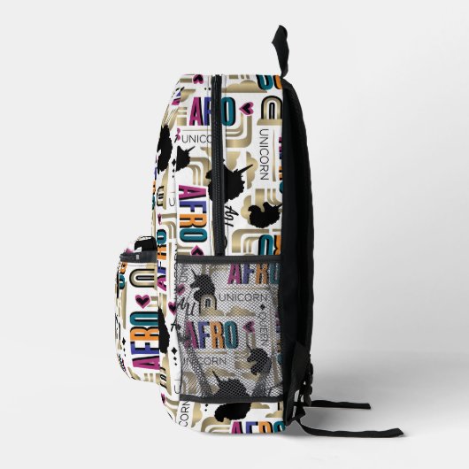 Afro Unicorn Bold Muster Bedruckter Rucksack (Rechts)