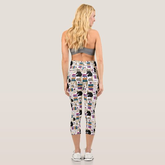 Afro Unicorn Bold Muster Capri Leggings (Rückseite)
