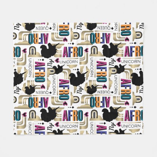 Afro Unicorn Bold Muster Fleecedecke (Vorderseite (Horizontal))