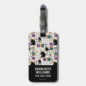 Afro Unicorn Bold Muster Gepäckanhänger (Rückseite vertikal)