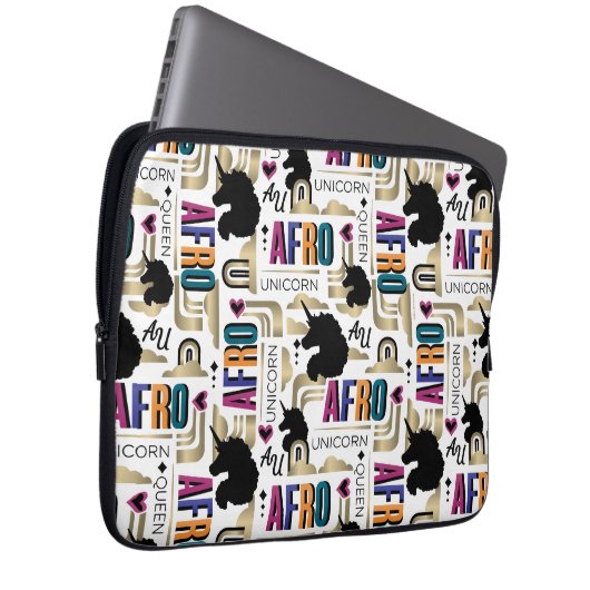 Afro Unicorn Bold Muster Laptopschutzhülle (Vorne Rechts)