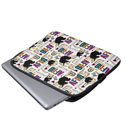 Afro Unicorn Bold Muster Laptopschutzhülle (Vorne Knopf)