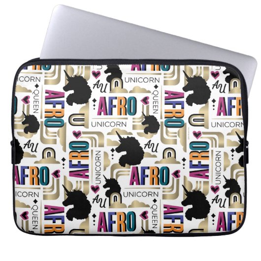 Afro Unicorn Bold Muster Laptopschutzhülle (Vorderseite)