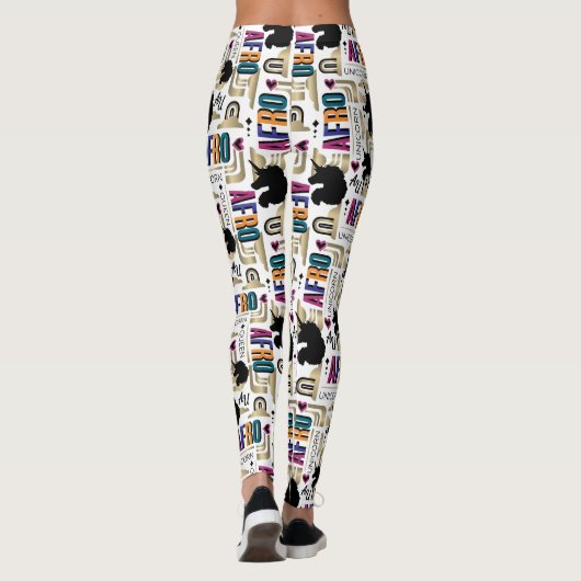 Afro Unicorn Bold Muster Leggings (Rückseite)