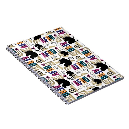 Afro Unicorn Bold Muster Notizblock (Rechte Seite)