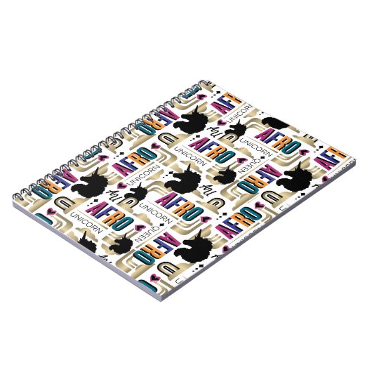 Afro Unicorn Bold Muster Notizblock (Linke Seite)