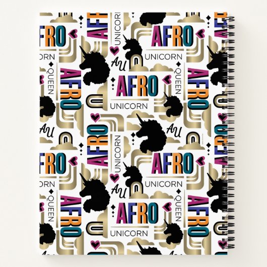 Afro Unicorn Bold Muster Notizblock (Rückseite)