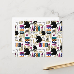 Afro Unicorn Bold Muster Postkarte