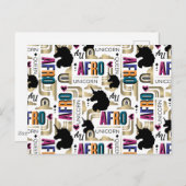 Afro Unicorn Bold Muster Postkarte (Vorne/Hinten)
