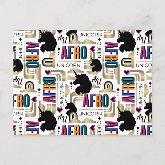 Afro Unicorn Bold Muster Postkarte (Vorderseite)