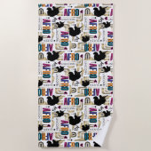 Afro Unicorn Bold Muster Strandtuch (Vorderseite)