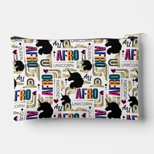 Afro Unicorn Bold Muster Zubehörtasche (Rückseite)