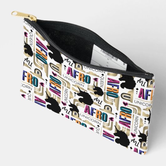 Afro Unicorn Bold Muster Zubehörtasche (Offen)