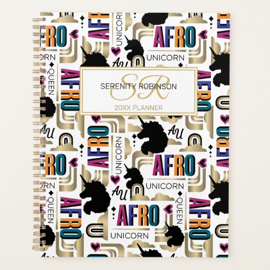 Afro Unicorn Bold Pattern Planer (Vorderseite)