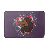 Afro Unicorn Candy Cane Herz Holiday Badematte (Vorderseite)