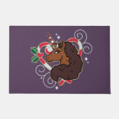 Afro Unicorn Candy Cane Herz Holiday Fußmatte (Vorderseite)