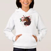 Afro Unicorn Candy Cane Herz Holiday Hoodie (Vorderseite)