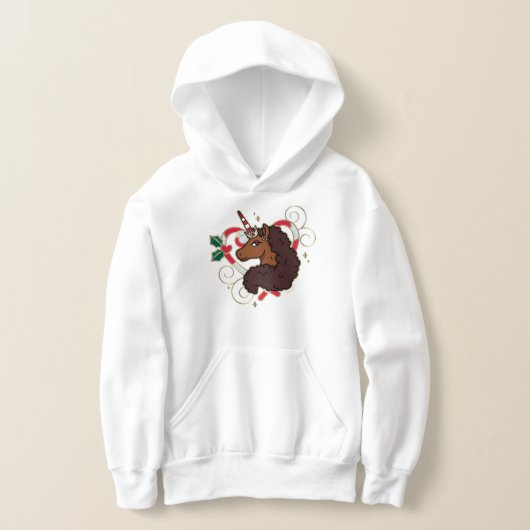 Afro Unicorn Candy Cane Herz Holiday Hoodie (Ablage )
