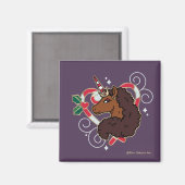 Afro Unicorn Candy Cane Herz Holiday Magnet (Vorderseite/Rückseite)