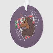 Afro Unicorn Candy Cane Herz Holiday Ornament (Vorderseite)