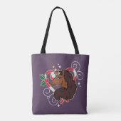 Afro Unicorn Candy Cane Herz Holiday Tasche (Rückseite)