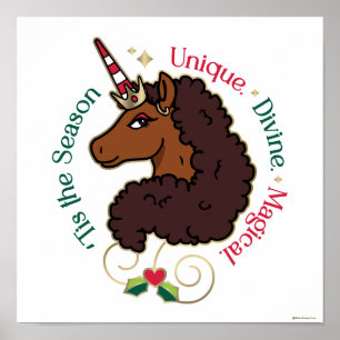 Afro Unicorn 'Dies ist die Season Holiday Unicorn Poster