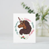Afro Unicorn 'Dies ist die Season Holiday Unicorn Postkarte (Stehend Vorderseite)