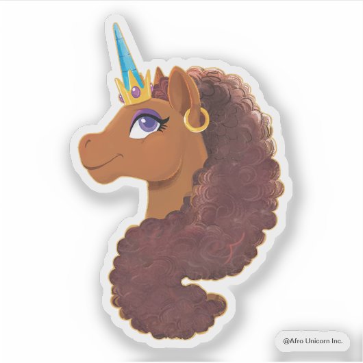 Afro Unicorn | Einzigartig Aufkleber (Vorderseite)