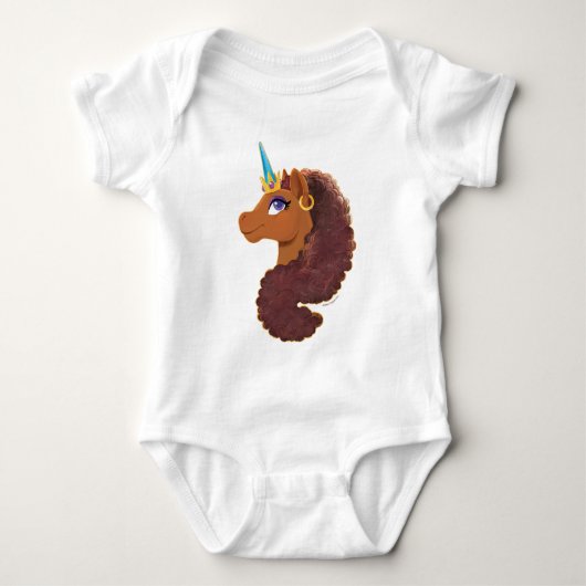 Afro Unicorn | Einzigartig Baby Strampler (Vorderseite)