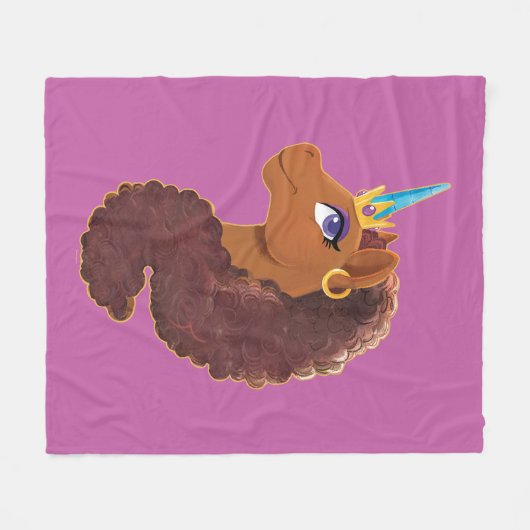 Afro Unicorn | Einzigartig Fleecedecke (Vorderseite (Horizontal))