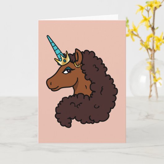 Afro Unicorn | Einzigartig Karte (Gelbe Blume)