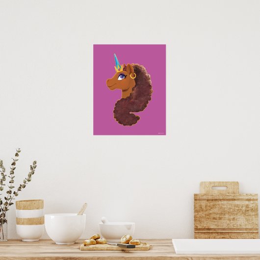 Afro Unicorn | Einzigartig Poster (Küche)