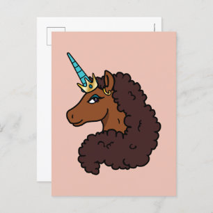 Afro Unicorn   Einzigartig Postkarte