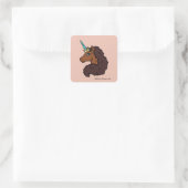 Afro Unicorn | Einzigartig Quadratischer Aufkleber (Tasche)