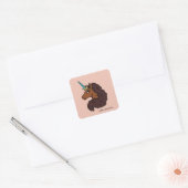 Afro Unicorn | Einzigartig Quadratischer Aufkleber (Umschlag)